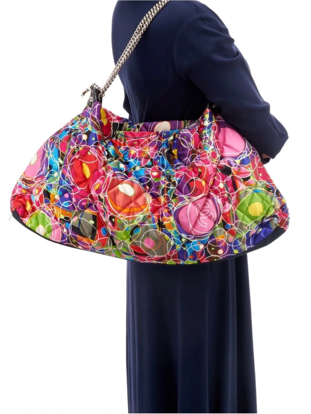 Chanel Multicolor Quilted Chain-Handle Shoulder Bag read description